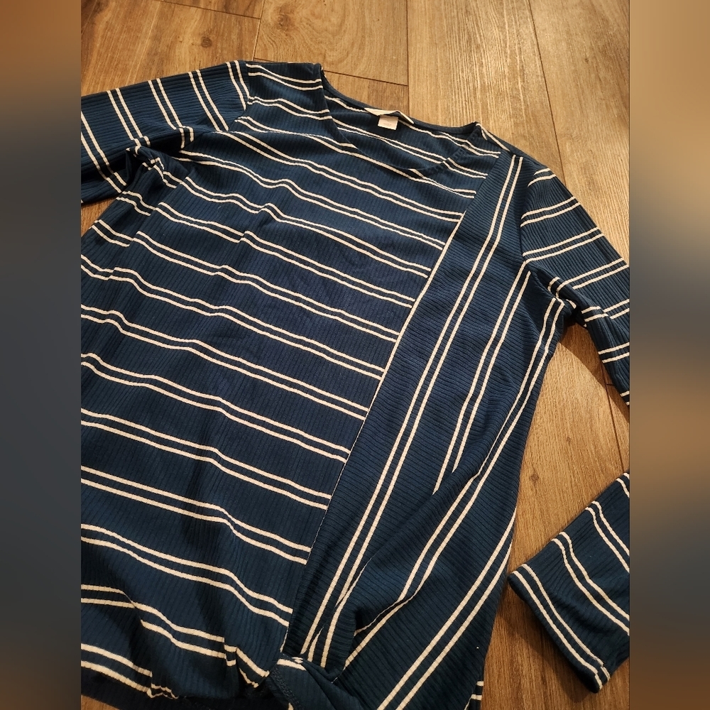 Christopher and Banks Lightweight Navy and White Striped Sweater